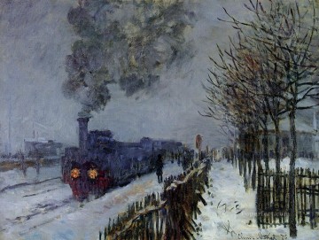 雪 Painting - 雪の中を走る機関車モネ